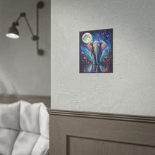 Load image into Gallery viewer, Vibrant Full Moon Elephant Poster - Celestial Wildlife Water Reflection Wall Decor
