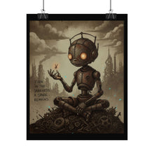 Load image into Gallery viewer, Steampunk Robot Poster — 'Even In The Darkness A Spark Remains' Rolled Art Print