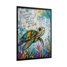 Load image into Gallery viewer, Turtle Poster — “Keep Swimming Toward the Light” Inspirational Rolled Art Print