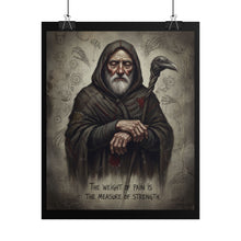 Load image into Gallery viewer, Rolled Poster — Gothic Wizard Art Print: "The Weight of Pain is the Measure of Strength"