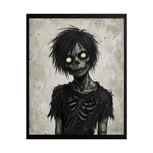 Load image into Gallery viewer, Horror Zombie Poster – Glowing-Eyed Skeleton Art Print (Rolled Poster)