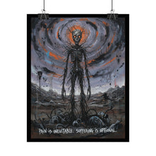 Load image into Gallery viewer, Horror Skeleton Art Poster – "Pain Is Inevitable, Suffering Is Optional" Rolled Wall Art