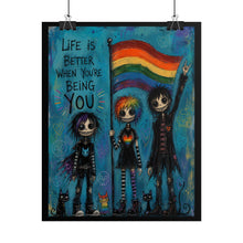 Load image into Gallery viewer, Spooky Cute Alternative Style Trio Wall Decor - Rainbow Hair Gothic Character Canvas Art