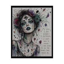 Load image into Gallery viewer, Rolled Poster — Third Eye Woman Art Print with Quote: “My Love Is Not Divided It Multiplies”