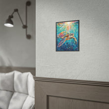 Load image into Gallery viewer, Vibrant Sunlit Sea Turtle Poster - Colorful Underwater Ocean Wall Decor