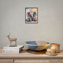 Load image into Gallery viewer, Whimsical Stitched Baby Elephant Poster - Cute Patchwork Nursery Wall Decor