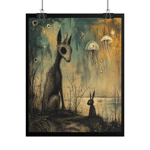 Load image into Gallery viewer, Rolled Poster — Moody Surreal Forest Art Print with Strange Creatures