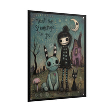Load image into Gallery viewer, Rolled Poster — “Midnight Muse” Goth Girl with Black Cats Art Print
