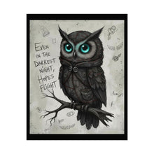 Load image into Gallery viewer, Owl Poster — “Even in the Darkest Night, Hope’s Flight” Inspirational Rolled Art Print