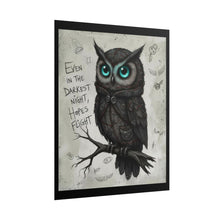 Load image into Gallery viewer, Owl Poster — “Even in the Darkest Night, Hope’s Flight” Inspirational Rolled Art Print