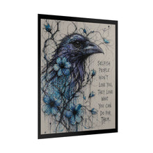 Load image into Gallery viewer, Blue Raven Quote Art Print (“Selfish people won’t love you…”)