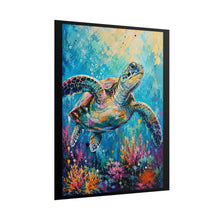 Load image into Gallery viewer, Vibrant Sea Turtle Coral Reef Poster - Abstract Ocean Coastal Wall Decor