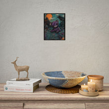 Load image into Gallery viewer, Rolled Poster - Goth Cute Purple Teddy with Raven & 'Life Knocks You Down' Inspirational Art