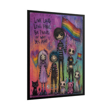 Load image into Gallery viewer, "Live Loud Live Free" Pride Art | Gothic Pop Big Rainbow Flag Poster