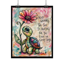 Load image into Gallery viewer, Rolled Poster — Cute Turtle Art Print with "Keep Growing" Inspirational Quote