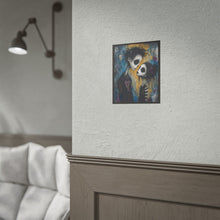 Load image into Gallery viewer, Gothic Skeleton Couple Art Poster – Spooky Cute Yellow & Blue Contrast Wall Art