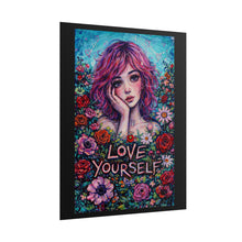 Load image into Gallery viewer, Love Yourself Floral Art Poster — Girl Portrait Rolled Wall Print