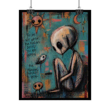 Load image into Gallery viewer, Rolled Poster — 'You Are Not Weak' Melancholic Art Print (Surreal Creature & Sun)