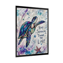 Load image into Gallery viewer, Sea Turtle Poster – "Keep Swimming Toward the Light" Inspirational Wall Art