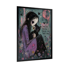 Load image into Gallery viewer, Rolled Poster - "Some Days Surviving Is Enough" Goth Art Print (Melancholic Girl & Cat)