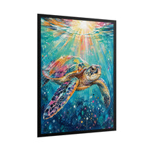 Load image into Gallery viewer, Vibrant Sunlit Sea Turtle Poster - Colorful Underwater Ocean Wall Decor