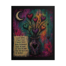 Load image into Gallery viewer, Rolled Poster — Colorful Heart Bouquet Art Print with Polyamory Love Quote