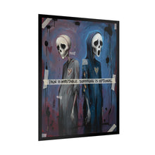 Load image into Gallery viewer, Gothic Skull Duo Poster — "Pain Is Inevitable, Suffering Is Optional" Rolled Art Print