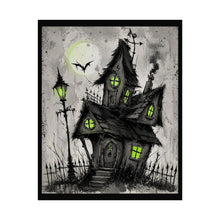 Load image into Gallery viewer, Haunted Cottage Poster — Spooky Halloween Rolled Art Print