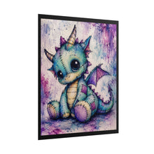 Load image into Gallery viewer, Whimsical Stitched Baby Dragon Poster - Cute Patchwork Fantasy Wall Decor