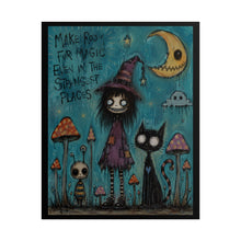 Load image into Gallery viewer, Rolled Poster — Whimsical Witch & Cat Illustration (“Make Room for Magic…”)