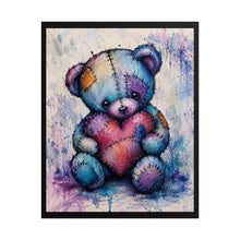 Load image into Gallery viewer, Whimsical Stitched Teddy Bear Poster - Cute Patchwork Heart Wall Decor