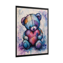 Load image into Gallery viewer, Whimsical Stitched Teddy Bear Poster - Cute Patchwork Heart Wall Decor