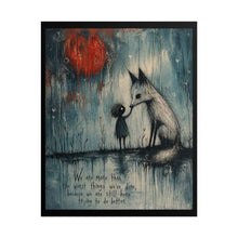 Load image into Gallery viewer, Rolled Poster — Whimsical Fox & Child Art Print with Red Moon, Inspirational Quote