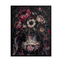 Load image into Gallery viewer, Gothic Stitched Floral Art Print – Dark Whimsy Ornate Vase & Spiderweb Bouquet Wall Decor