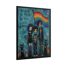 Load image into Gallery viewer, Creepy Cute Pastel Goth Friends Wall Art - Waving Rainbow Pride Flag Canvas Decor