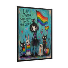 Load image into Gallery viewer, Spooky Cute Emo Girl & Rainbow Ghost Poster - Whimsical Dark Fantasy Wall Decor