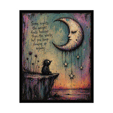 Load image into Gallery viewer, Inspirational Moon & Crow Poster — 'Some nights the weight feels heavier...' Rolled Art Print