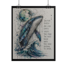 Load image into Gallery viewer, Whale Moon Art Poster — "Selfish people are like empty vases" Inspirational Rolled Wall Art