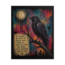 Load image into Gallery viewer, Rolled Poster — Raven Moon Wall Art with Inspirational Quote: “You Survived the Nights…”