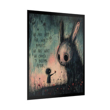 Load image into Gallery viewer, Rolled Poster — Moody Goth Bunny Art Print with Quote: “We Are Not Our Worst Moments”