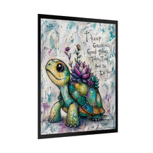 Load image into Gallery viewer, Turtle Succulent Poster — "I Keep Growing, Good Things Take Time" Rolled Art Print