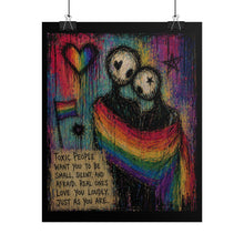 Load image into Gallery viewer, "Love You Loudly" Pride Art | Gritty Gothic Lovers Shared Flag Poster