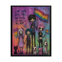 Load image into Gallery viewer, "Live Loud Live Free" Pride Art | Gothic Pop Big Rainbow Flag Poster
