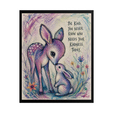 Load image into Gallery viewer, Rolled Poster — "Be Kind" Deer & Bunny Art Print