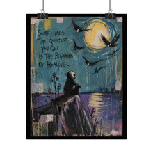 Load image into Gallery viewer, Healing Nightscape Poster — “Sometimes the Quietest You Get Is the Beginning of Healing” Rolled Art Print