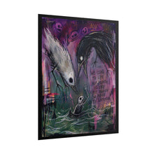 Load image into Gallery viewer, Rolled Poster — Dark Gothic Crow Art Print with Quote: “We Cling to Life…”