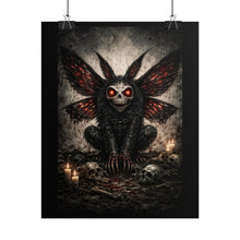 Load image into Gallery viewer, Dark Moth Demon Poster — Gothic Horror Wall Art with Candlelit Skull Scene