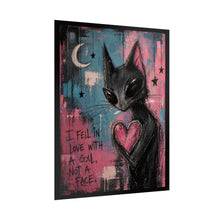 Load image into Gallery viewer, Rolled Poster — Whimsical Black Cat ‘I Fell in Love With a Soul, Not a Face’ Art Print