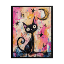 Load image into Gallery viewer, Rolled Poster — Whimsical Black Cat Moon Art Print