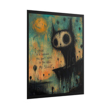 Load image into Gallery viewer, Rolled Poster — Moody Cat Art Print with Quote: “I speak in a language you don’t know, so you call me silent”